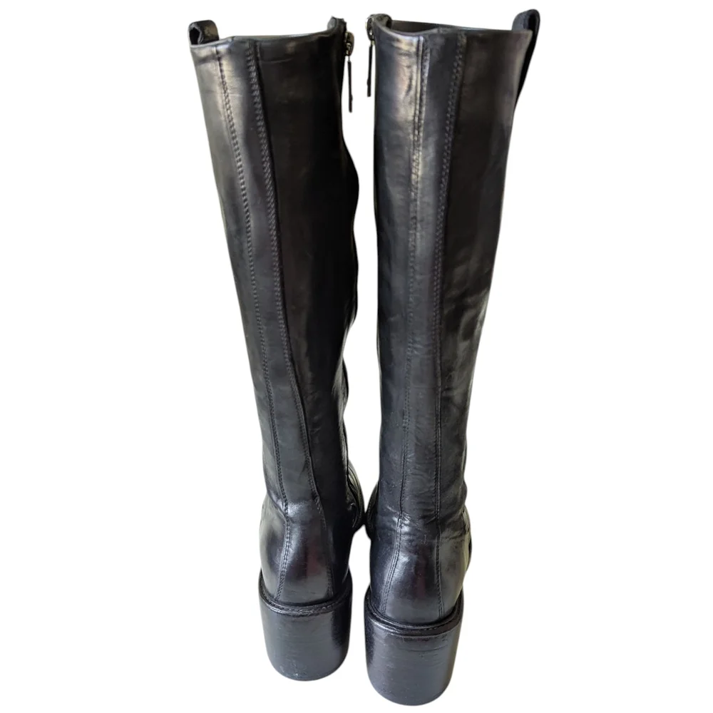 Lemargo Italian Leather Black Knee High Boots - Picture 3 of 15